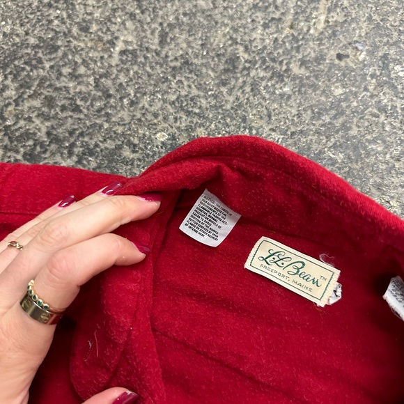 L.L Bean Vintage 70s Flannel Button Up Shirt Solid Red Women’s 14 - Picture 6 of 9